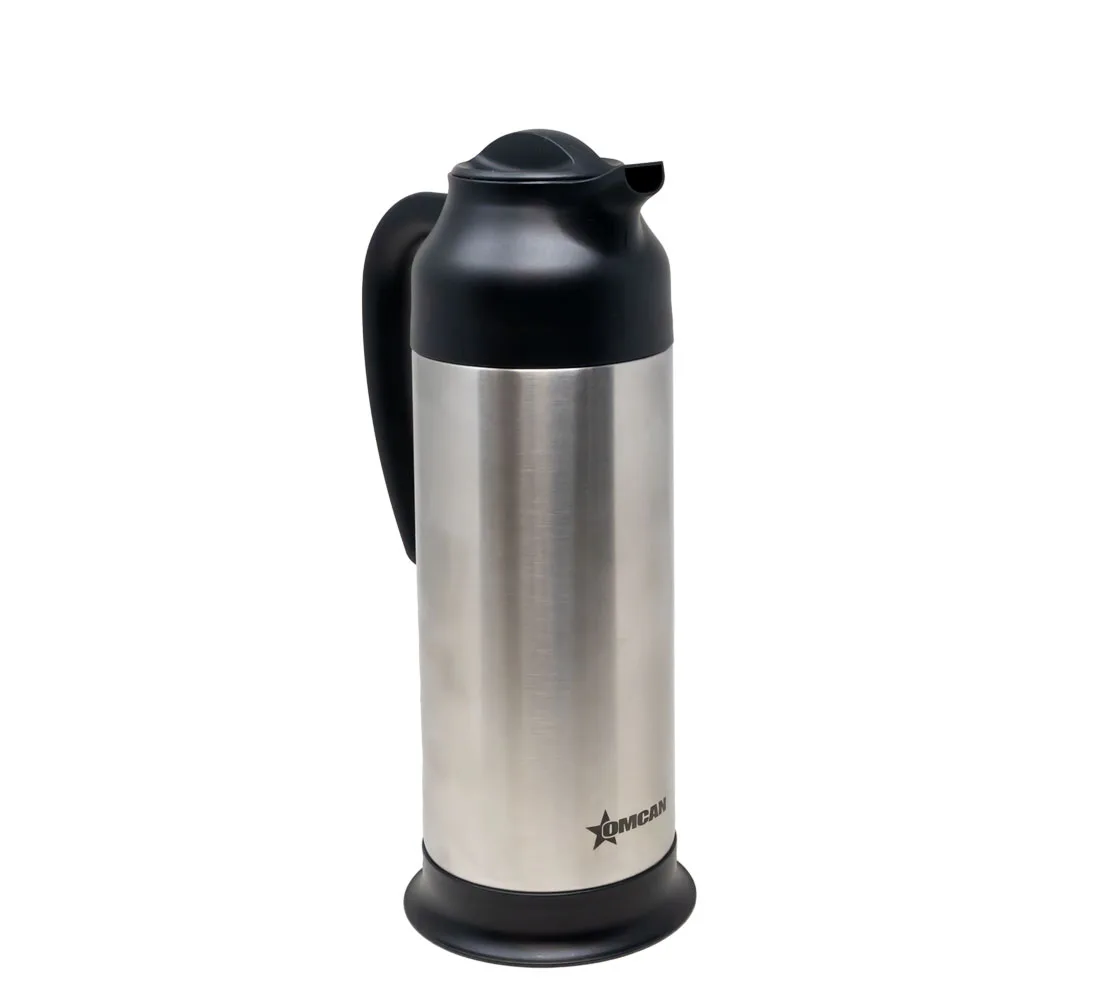 Omcan USA 47444 Thermal Coffee Carafe 34 oz (1 L) Double-Wall Vacuum-Insulated Stainless Steel