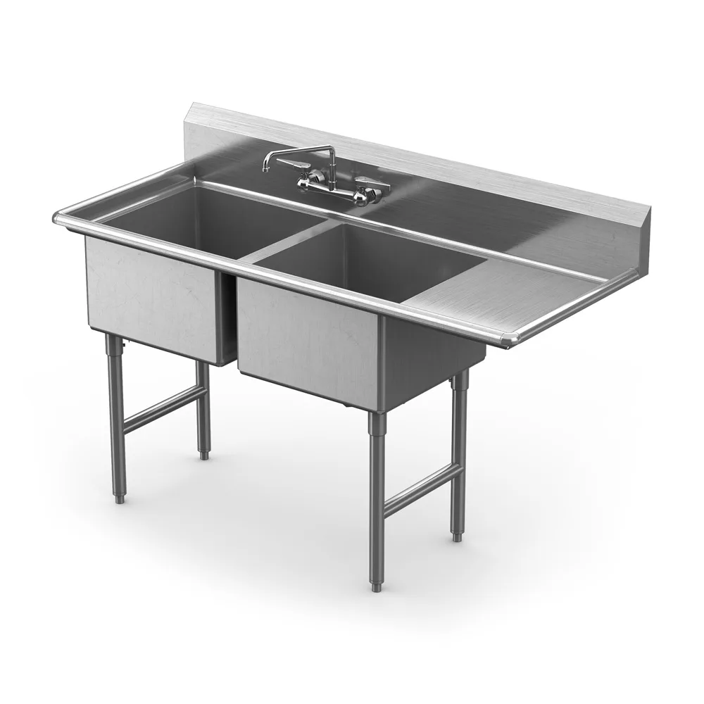 Winholt WS2T1818RD18 Sink, Two Compartment, with Right-Hand 18" Drainboard