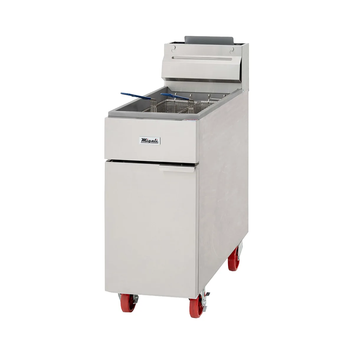 Migali C-F40-NG 15" Floor Model Natural Gas Full Pot Fryer w/ 40 lbs, 3 Burners, 102.000 BTU