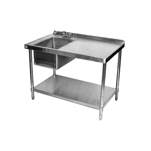 Klinger's Trading STB3084BL 84" Work Table with Prep Sink, Faucet Included / Left - 18 Gauge
