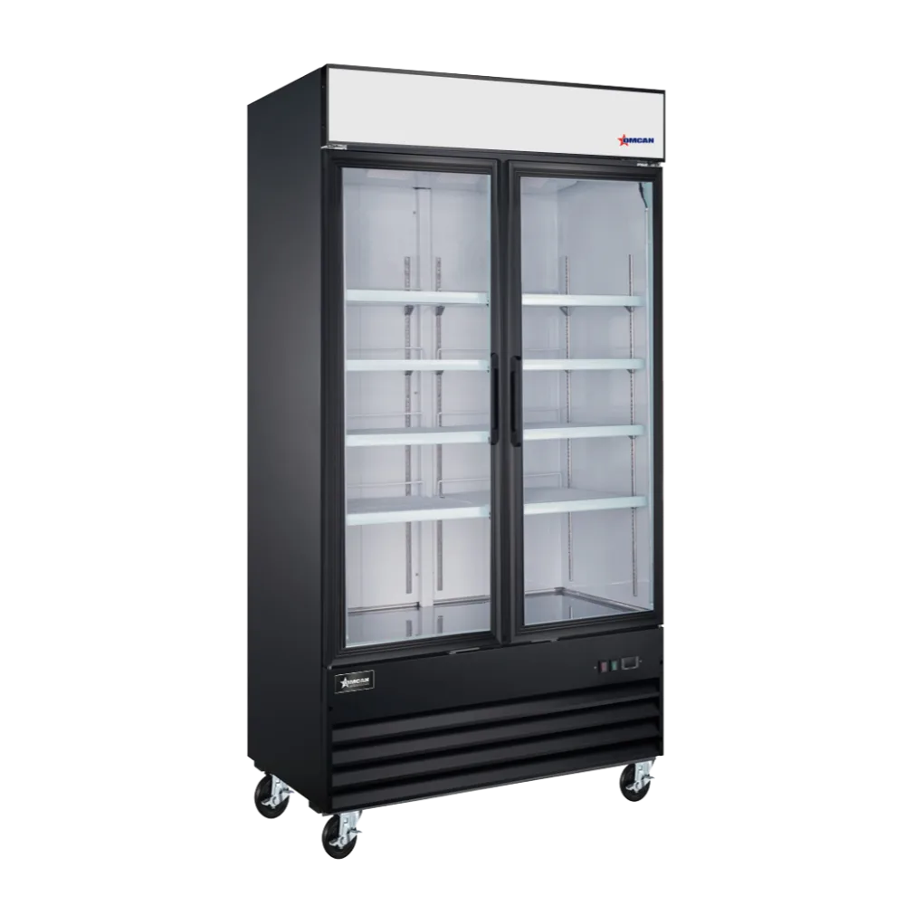 Omcan USA 50128 - 40" Merchandiser Refrigerator, 31.5 cu.ft, Black, R290, LED
