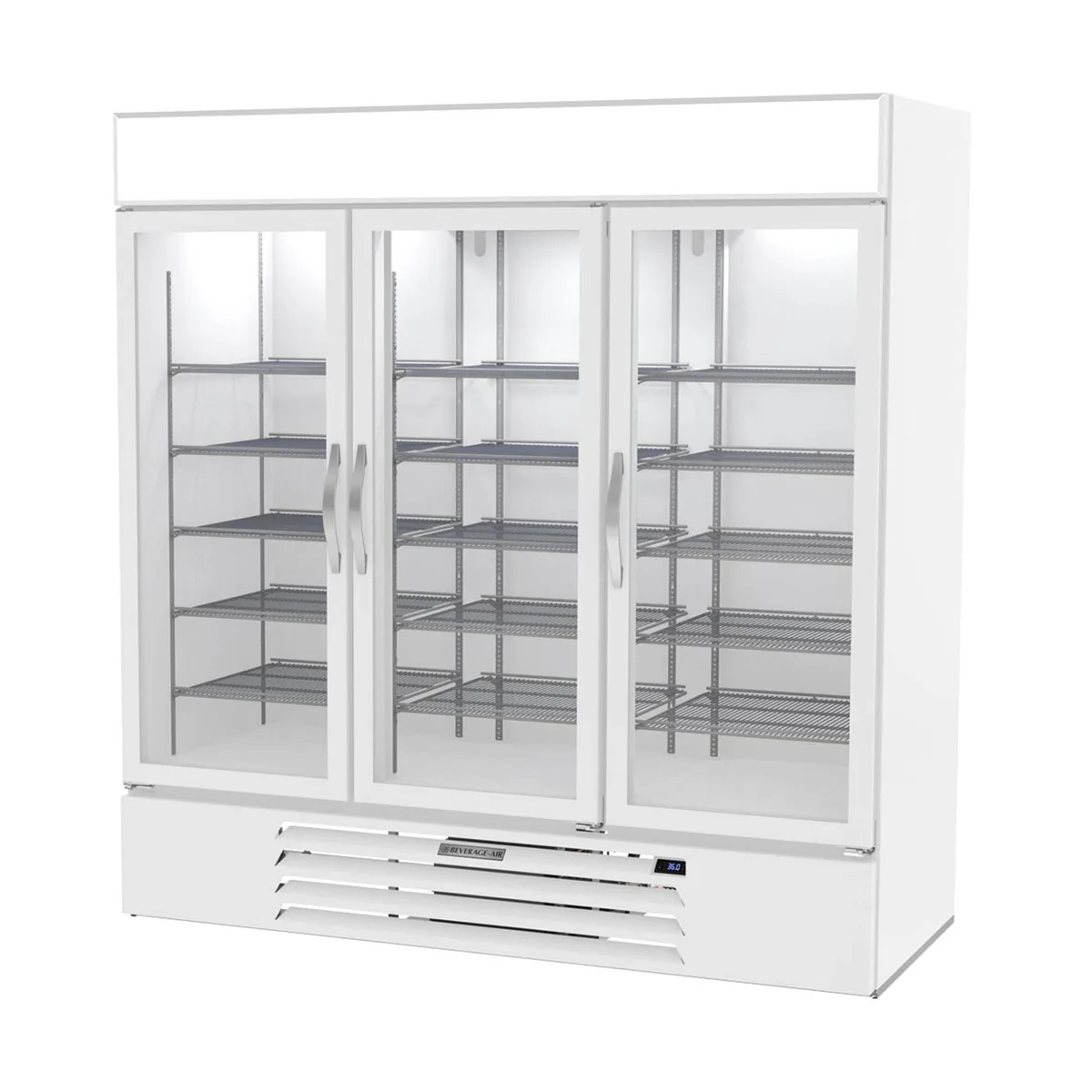 Beverage Air MMR72HC-1-W 75" Three Glass Door Merchandiser Refrigerator in White, 68.5 cu. ft.