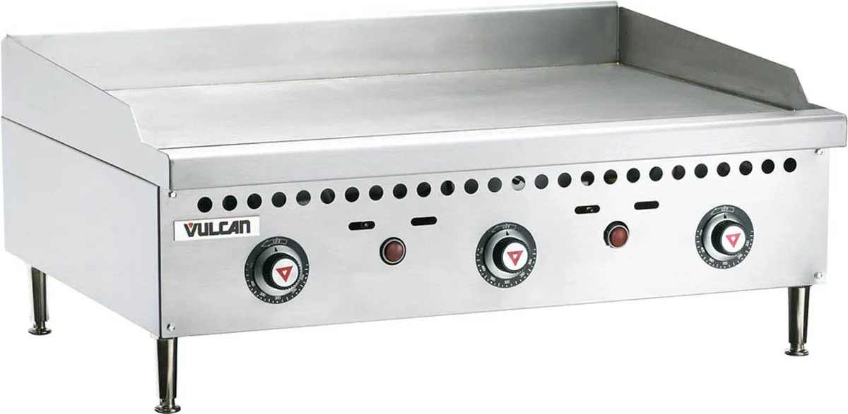 Vulcan VCRG36-T 36" Countertop Gas Griddle, Snap-Action Thermostat, 1" Steel Plate, 75.000 BTU
