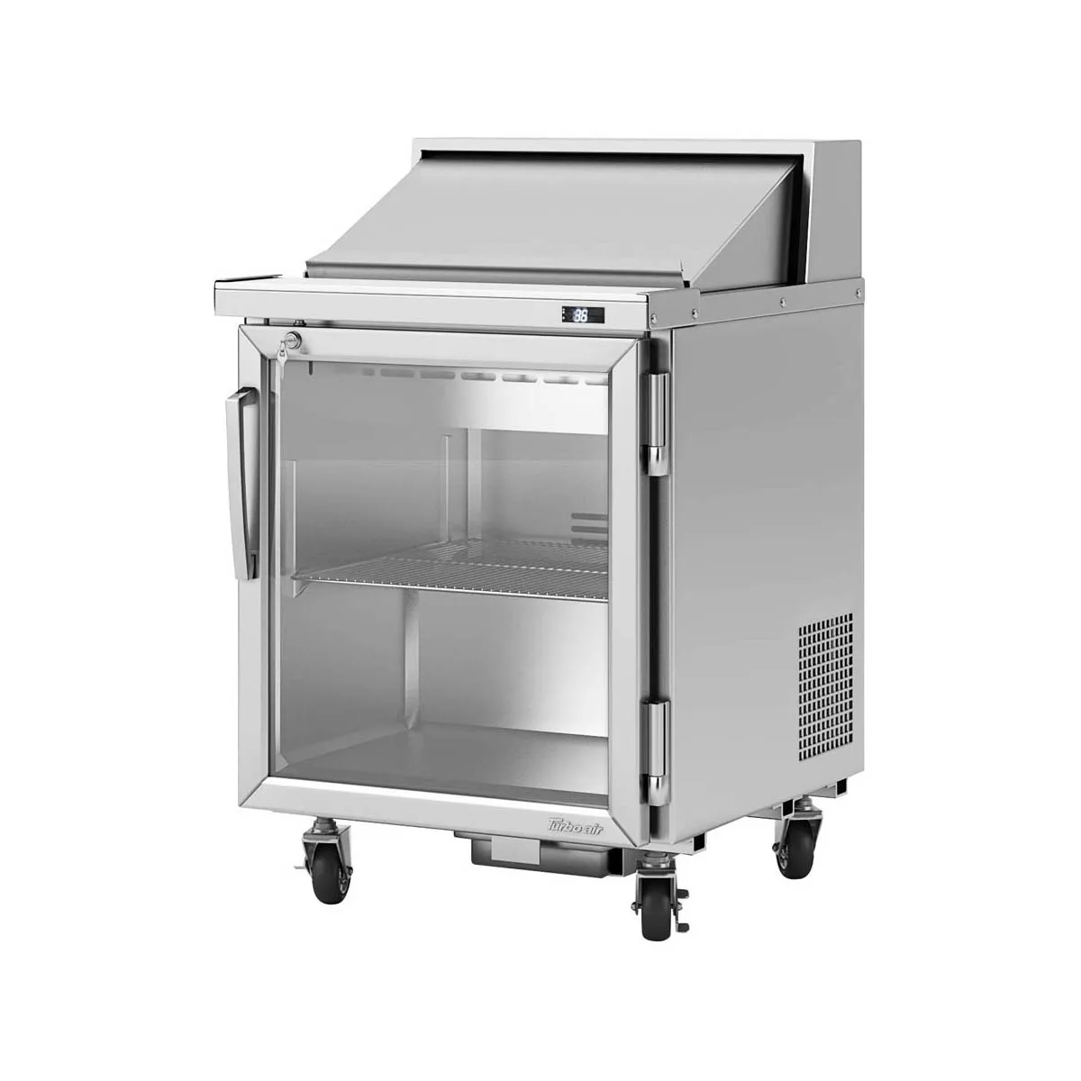 Turbo Air PST-28-G-N(-L) 27" One Section Sandwich / Salad Prep Table w/ 1 Glass Door, 8 Pans