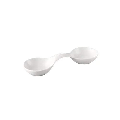CAC China CN-W2 - Leaf, 2 Compartment 3oz, 11-1/4"L x 3-7/8"W x 2"H, Porcelain, Dishwasher - Dozen
