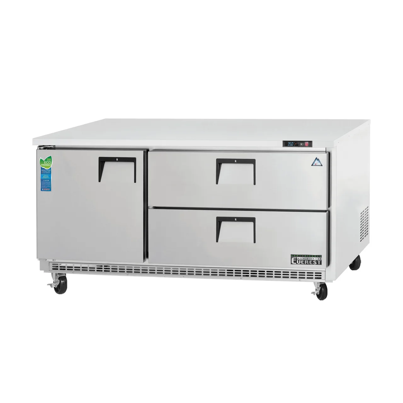 Everest ETBR3-D2 71" 1-Door & 2-Drawer Undercounter Refrigerator, Stainless, Front Breathing, 22 cu. ft.