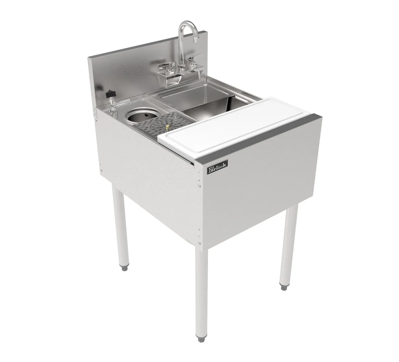 Perlick TSF20PS-SBRT Underbar Sink Units, 1 Compartment w/Glass Rinser & Cutting Board - Left