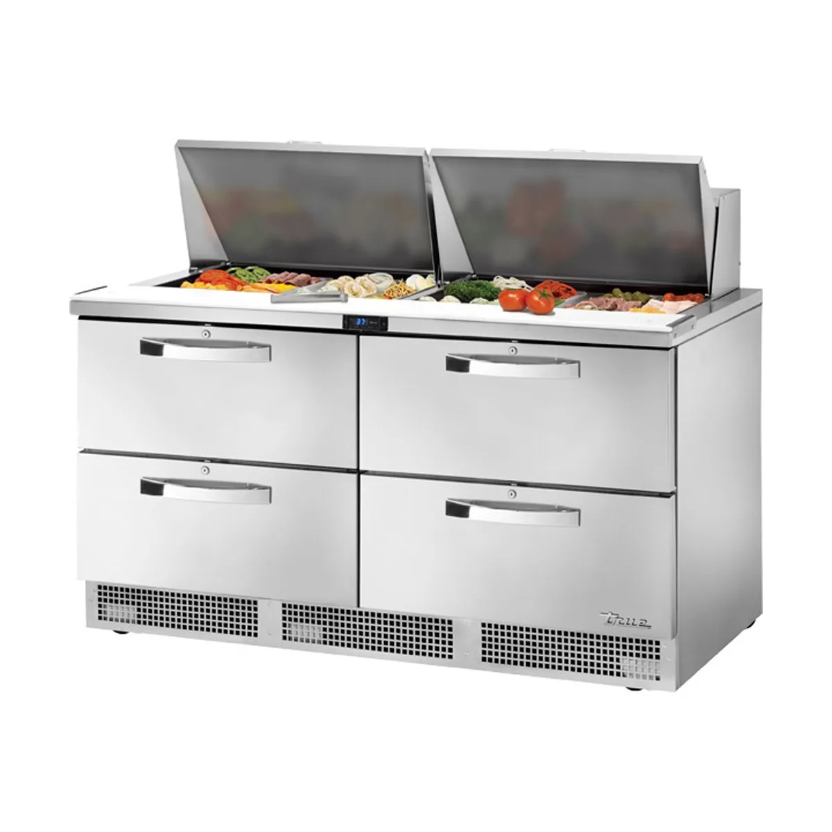 True TFP-64-24M-D-4-HC~SPEC3 64" Mega Top Sandwich/Salad Prep Table w/ 4 Drawers, 24 Pans