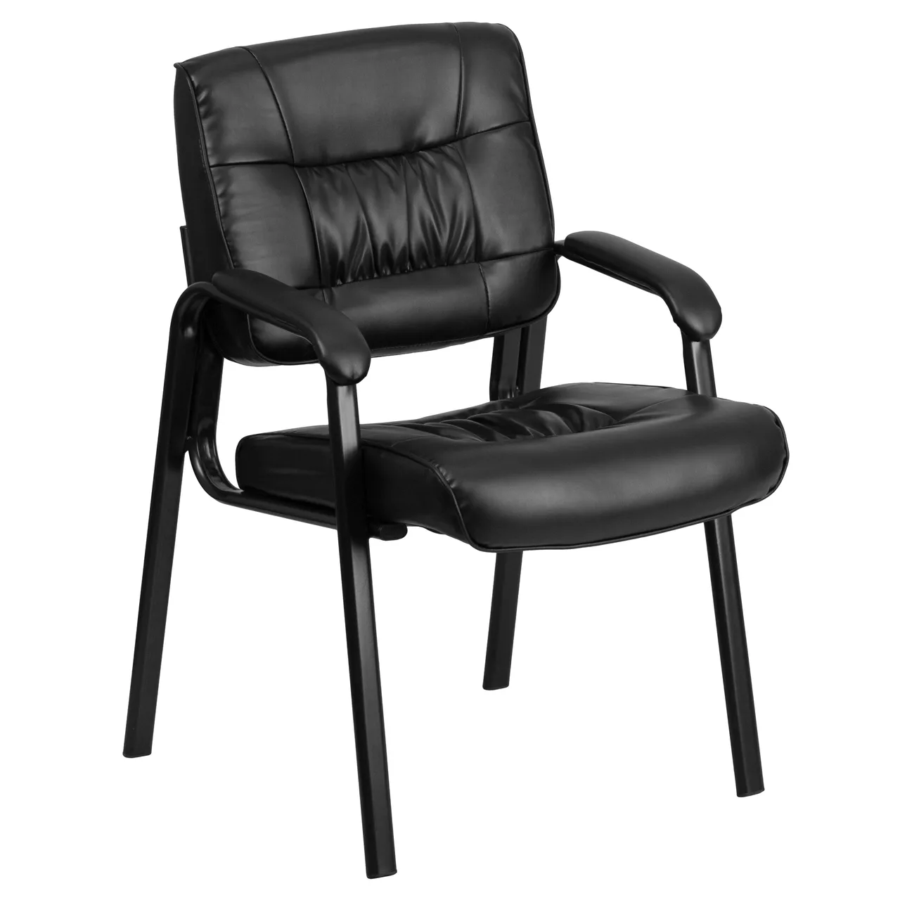 Flash Furniture BT-1404-GG Executive Side Reception Chair, Tufted Back, 250 lb. Capacity, LeatherSoft Upholstery, Black