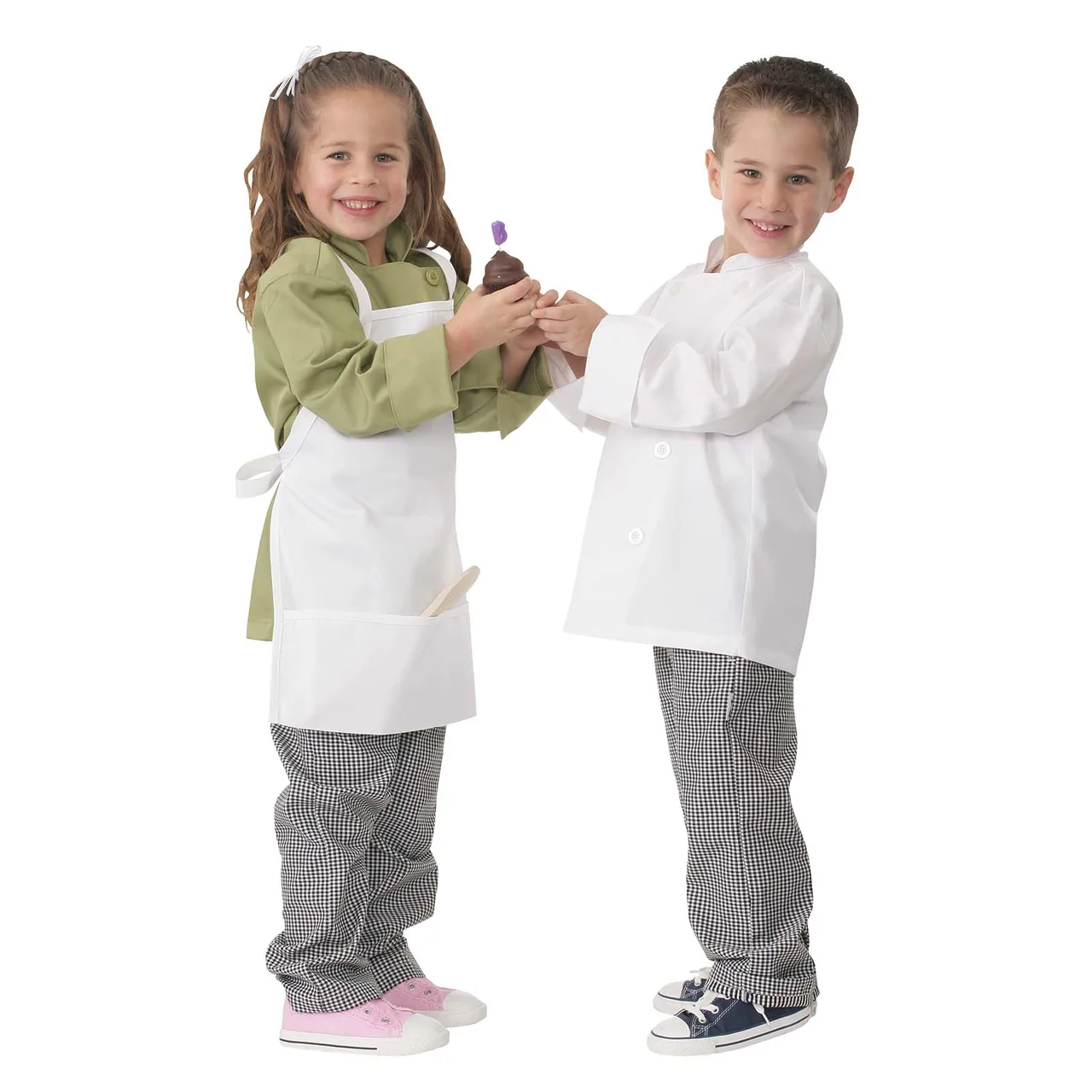 Chef Works CWBJ-WHT-M Kids Chef Coat, Medium White Poly/Cotton, Long Sleeve, Turn‑Back Cuffs