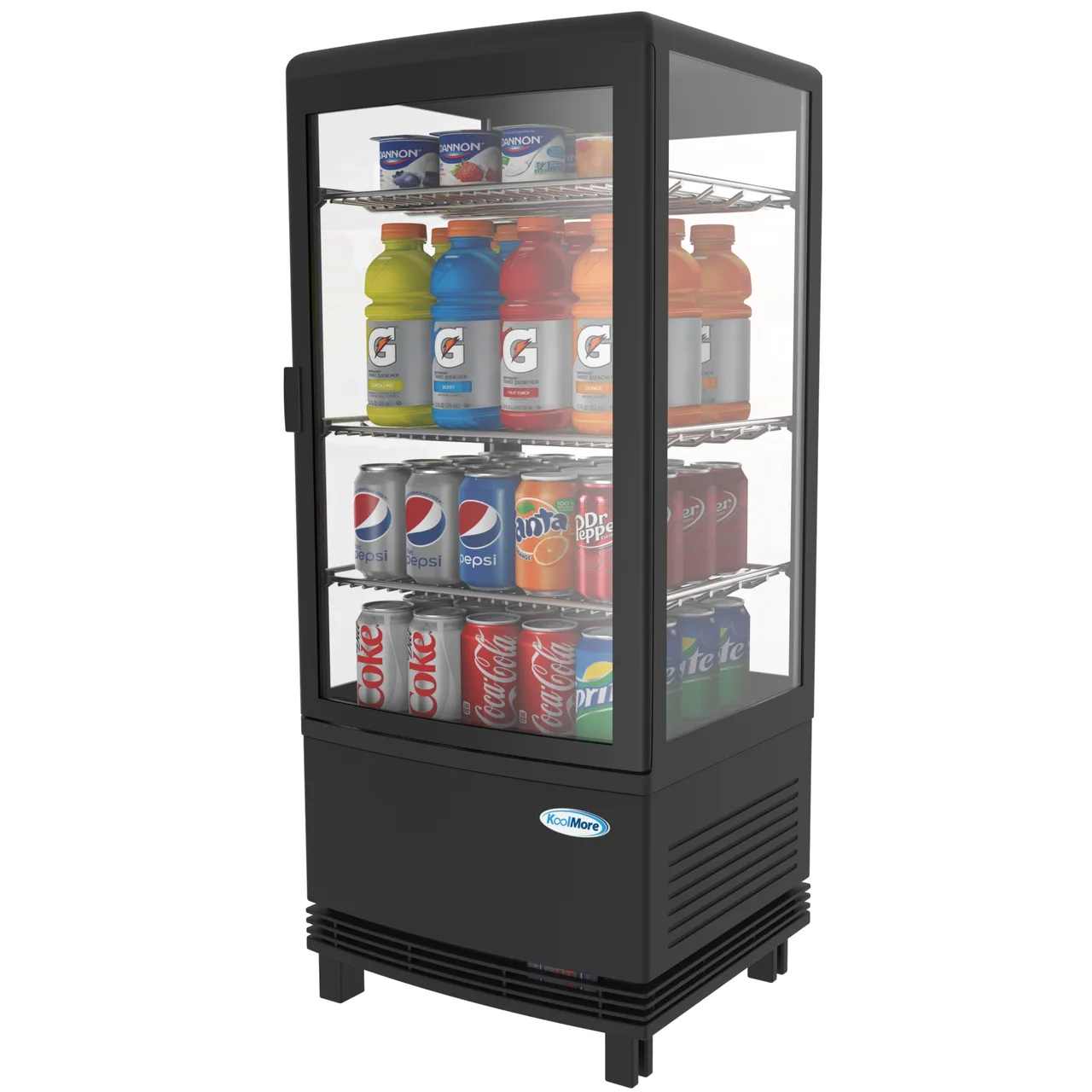 Koolmore CDCU-3C-BK Countertop Case, 16¾" Wide, 3 cu ft, Black, Temp, LED, 3 Shelves, Glass Doors