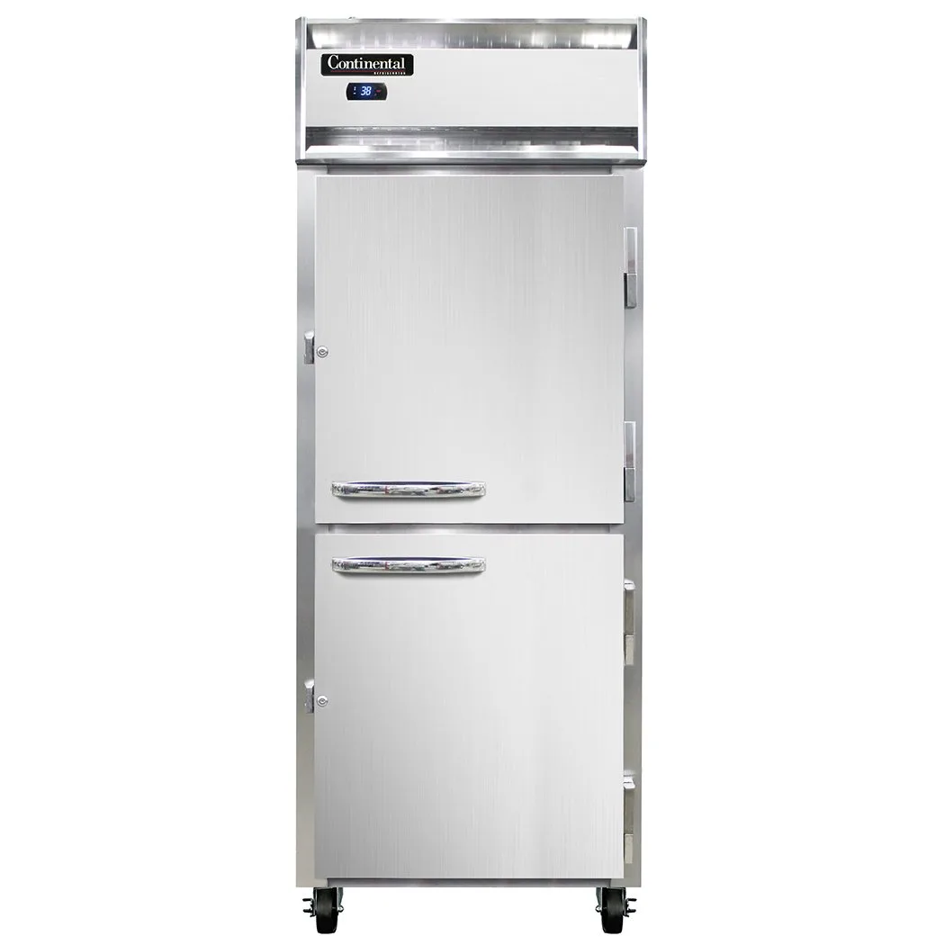 Continental 1RESNSSHD 28.5" 1-Section Reach-In Refrigerator w/ 2 Solid Half Doors, All Stainless Steel, 18 cu. ft.