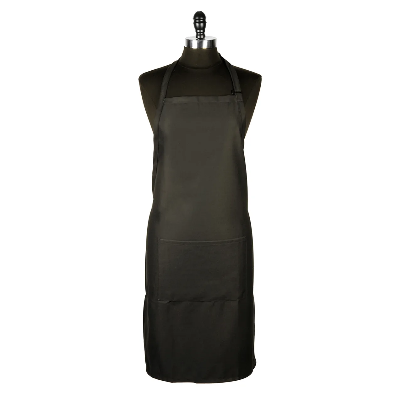 Mercer M61110BK Genesis Bib Apron, 33" x 23" Black Poly/Cotton Twill, Adjustable Neck Strap, Pocket, Kitchen Workwear