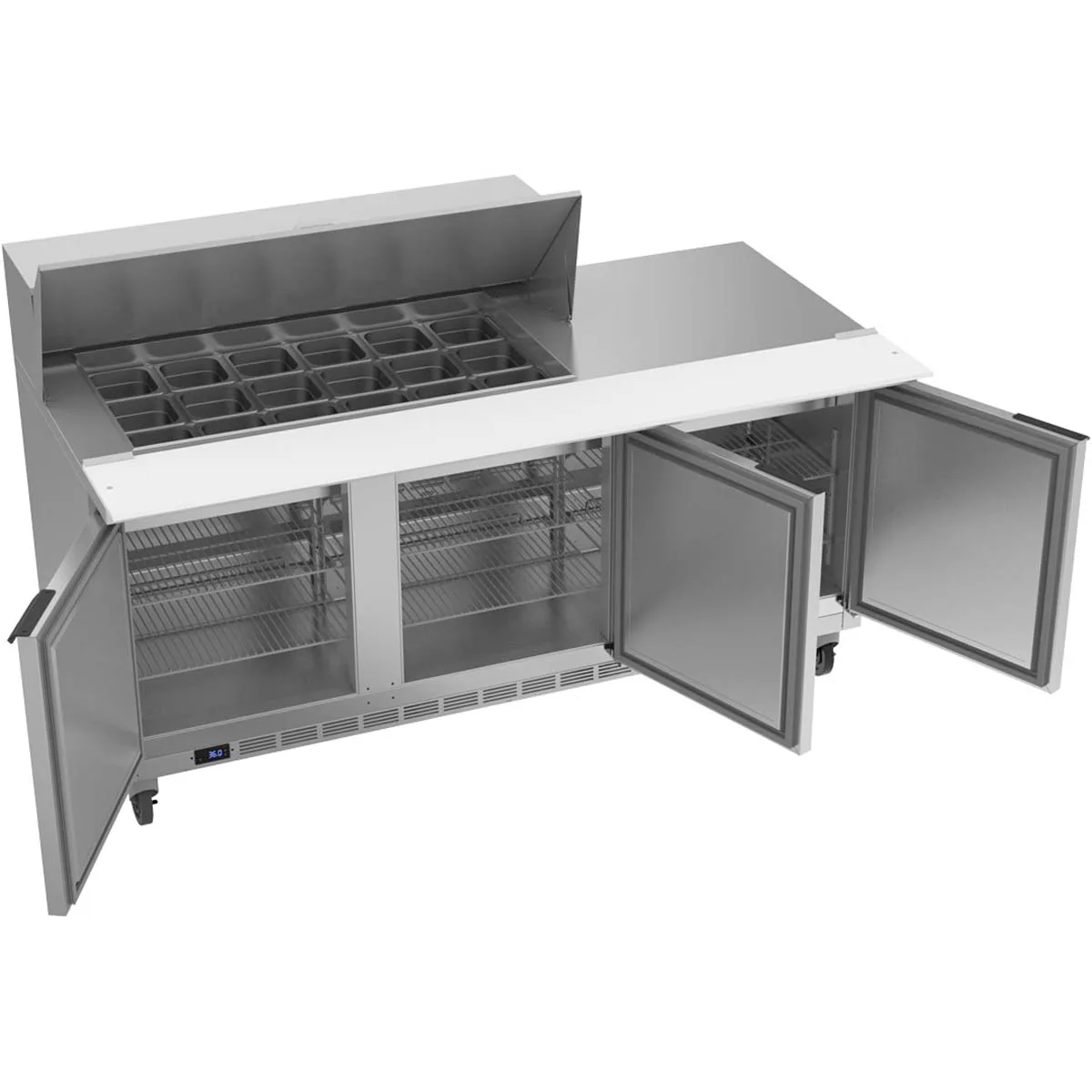 Beverage Air SPE72HC-18M 72" Mega Top Sandwich / Salad Prep Table w/ 3 Doors, 18 Pans, 20 cu. ft.