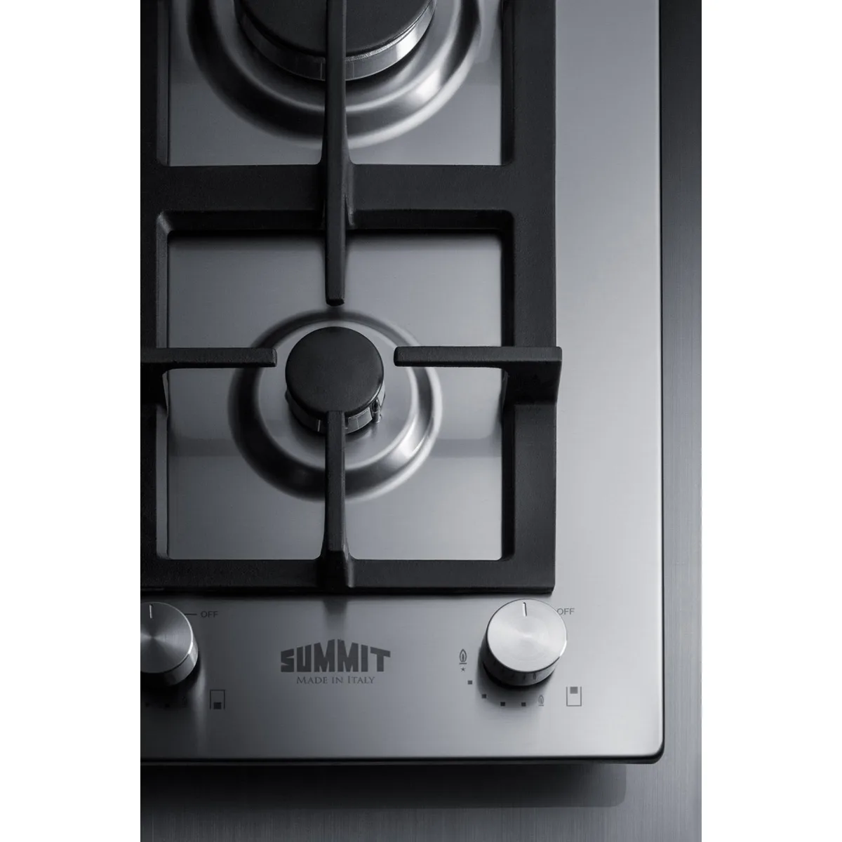 Summit GCJ2SS 12" Built-In Gas Cooktop/Hotplate with (2) Burners, Stainless Steel Surface, 13.400 BTU