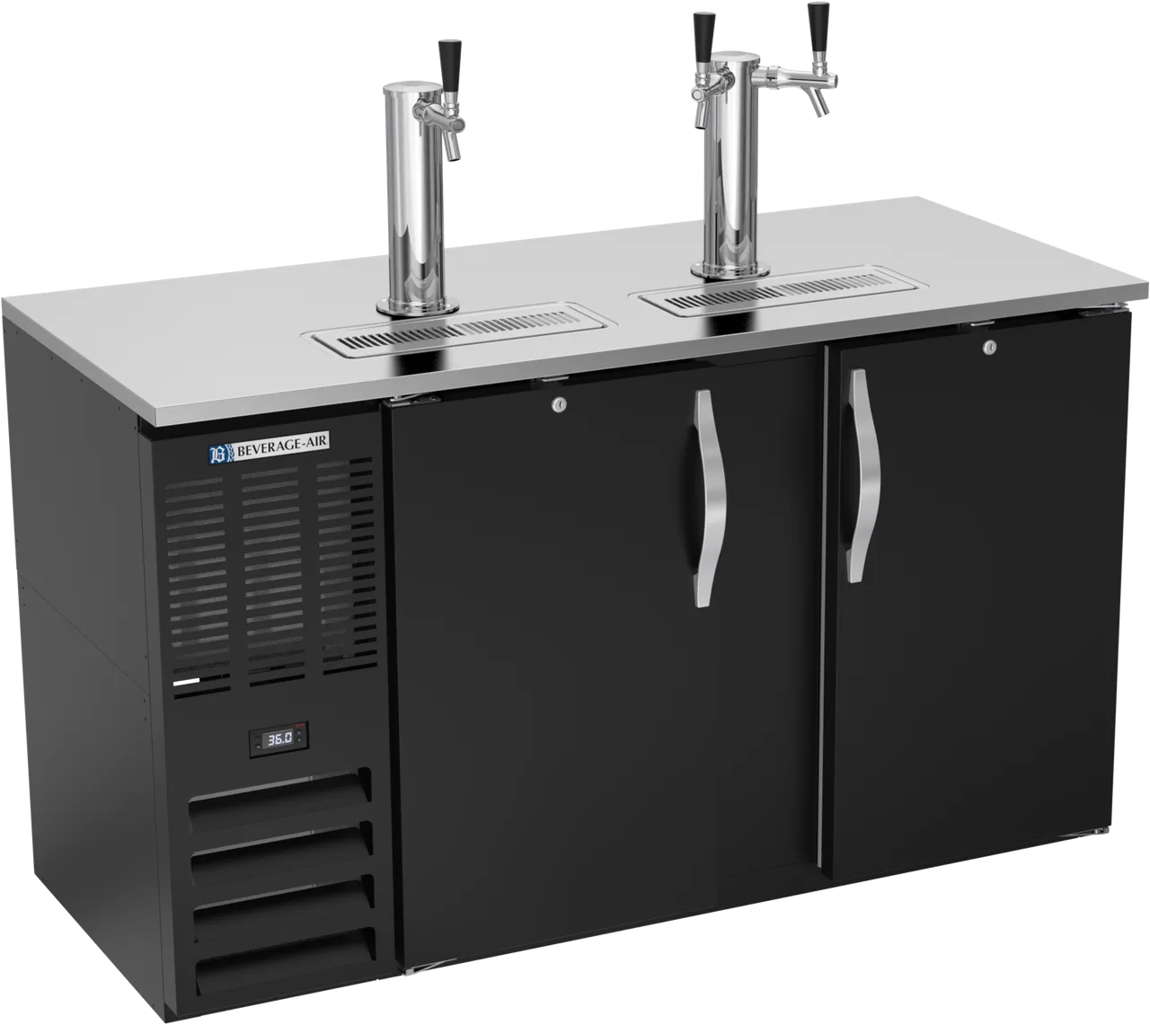 Beverage Air DDN58HC-B Draft Beer Cooler, 58"W x 26-3/8"D x 49-5/16"H, Black Stainless Top, 3‑4 Keg