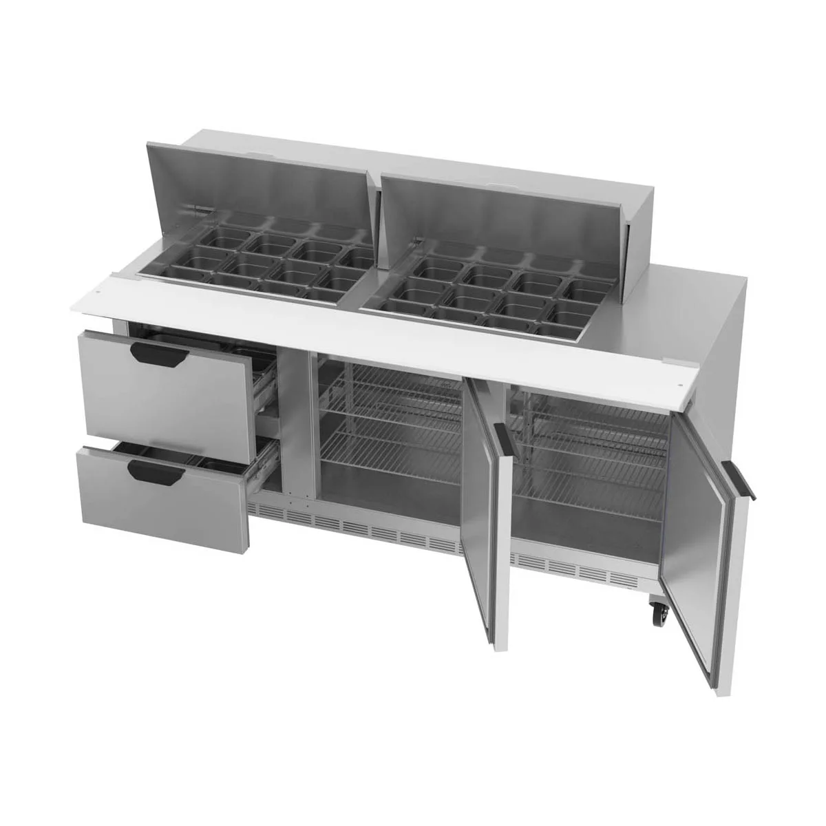 Beverage Air SPED72HC-24M-2 72" Mega Top Sandwich/Salad Prep Table w/ 2 Drawers & 2 Doors, 24 pans