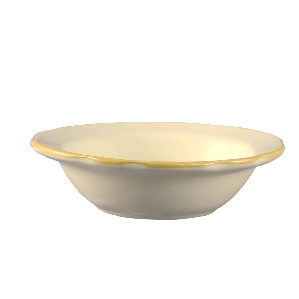CAC China SC-10G Grapefruit Bowl, 11 oz, 6-3/4" Dia. x 2" H, Round, Gold Band White, Ceramic, 1 Dozen