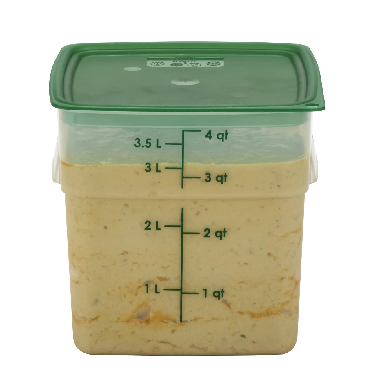 Cambro 4SFSPROPP190 CamSquare 4-Qt Container, 7.5"L x 7.5"W x 7.2"H, Green Polypropylene