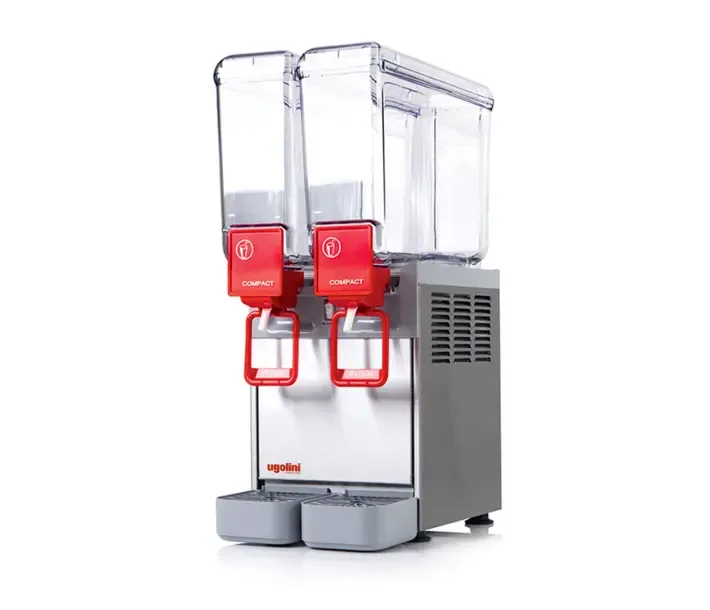 Omcan USA 49085 Countertop Beverage Dispenser with Double Bowls / Churn / Impeller - 2.1 Gal (each)