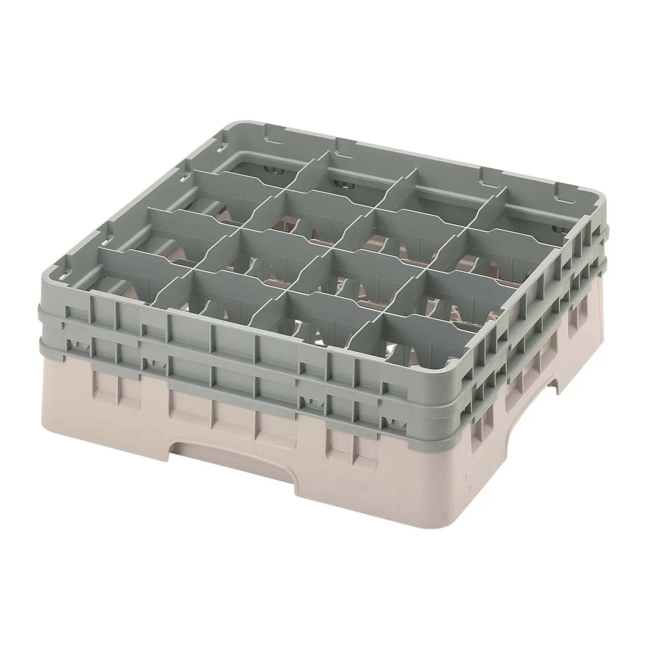 Cambro 16S534184 Camrack Glass Rack, Full Size, 19-3/4 x 19-3/4, Beige, 16 Compartments, 4-3/8 Max Dia, HACCP