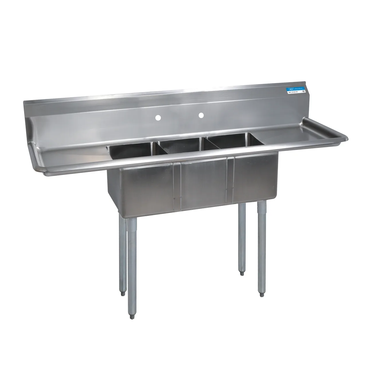 BK Resources BKS-3-1416-12-12TS Three Compartment Sink, 66"W X 21-13/16"D X 39-3/4"H