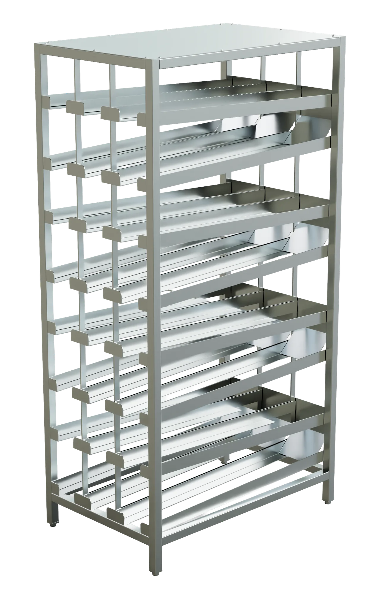 Winholt CR-156F-BUC FIFO Can Rack, 27.2"W x 42"L x 81.2"H, Holds 156 #10 Cans & 208 #5 Cans, Aluminum Construction