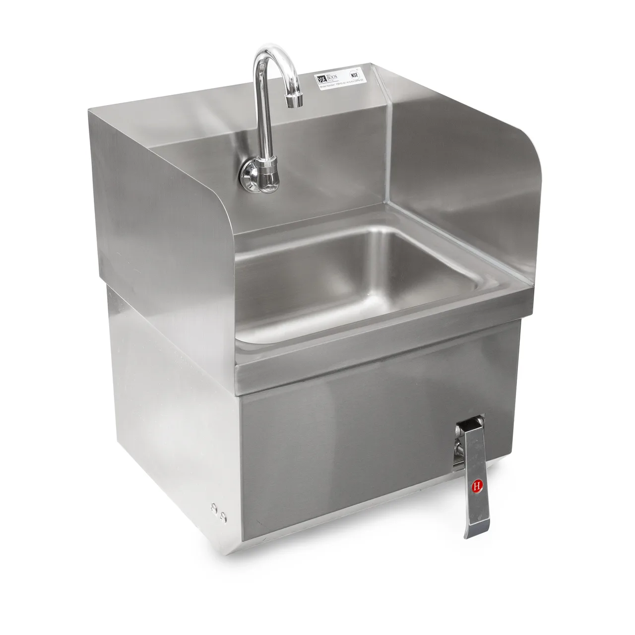 John Boos PBHS-W-1410-KV1APN-SS 14" Wall Mounted Hand Sink w/Faucet, Knee Valve & Apron - 3 Splashes
