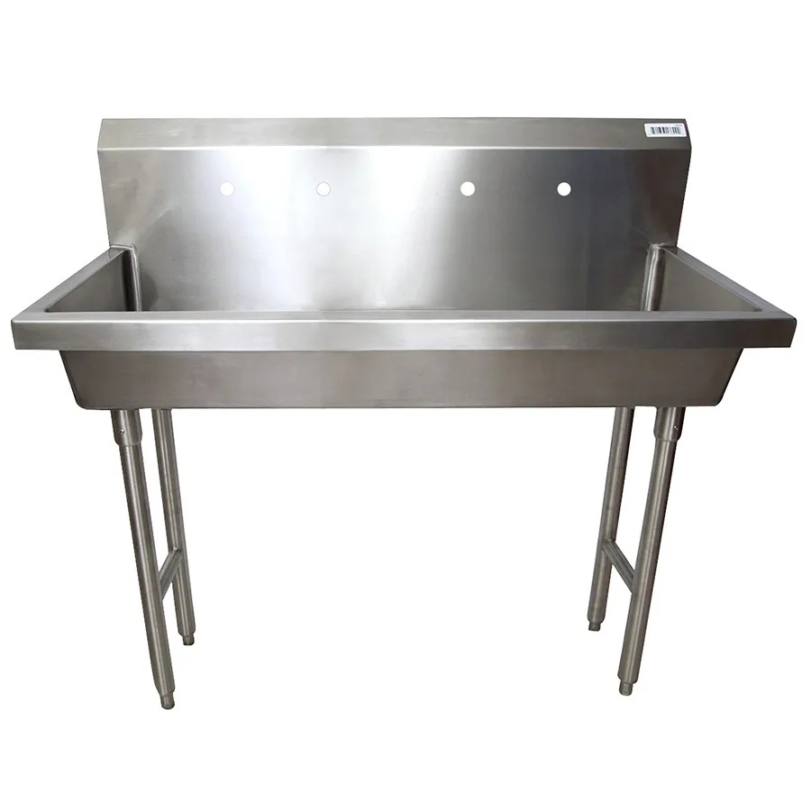 BK Resources MSHS-48F2 48" Freestanding Hand Sink without Faucet - 14 gauge / Double Holes