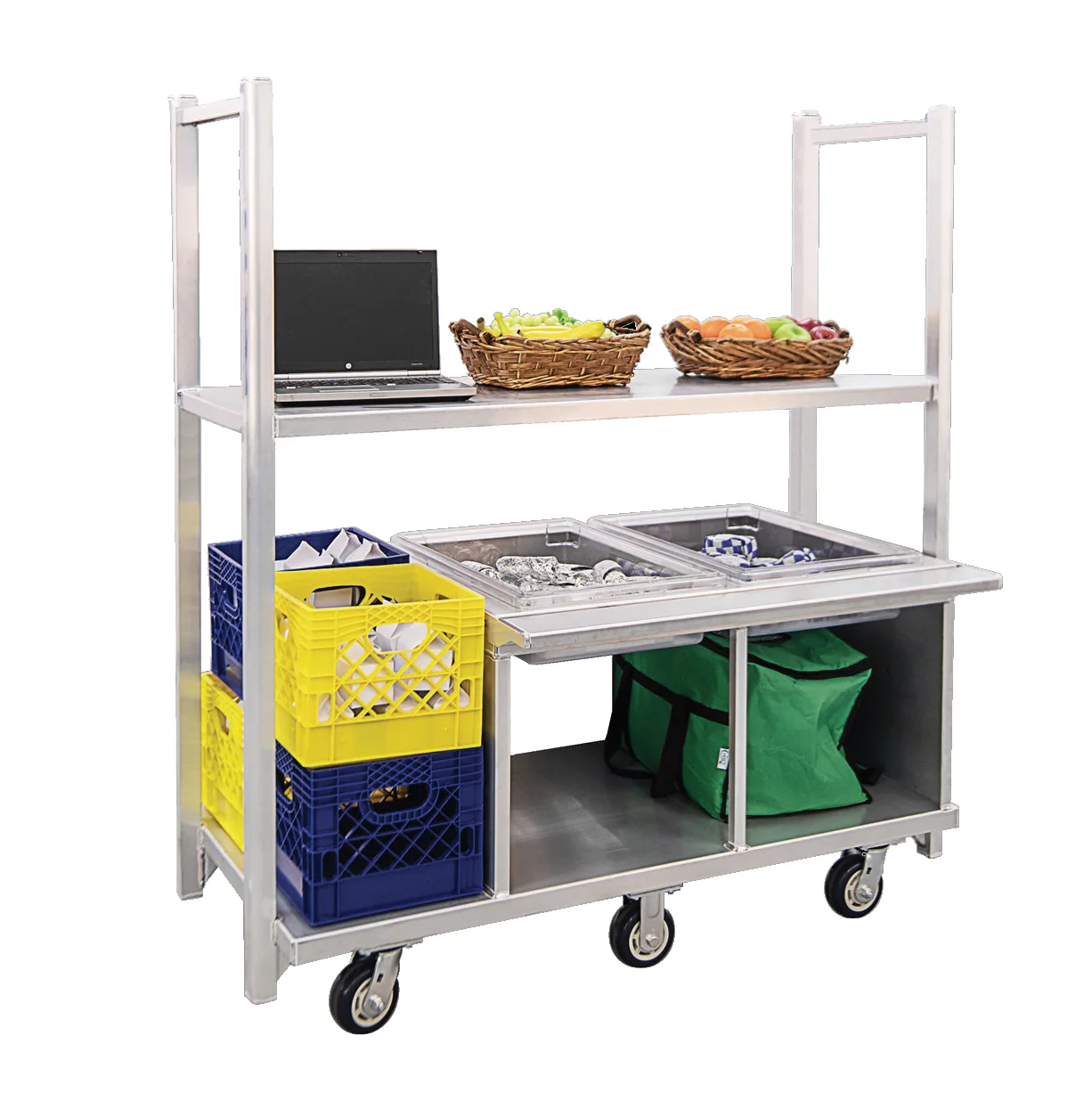 New Age 52550 Dual Handle Breakfast Cart with Tray Slides for K-6th Grade