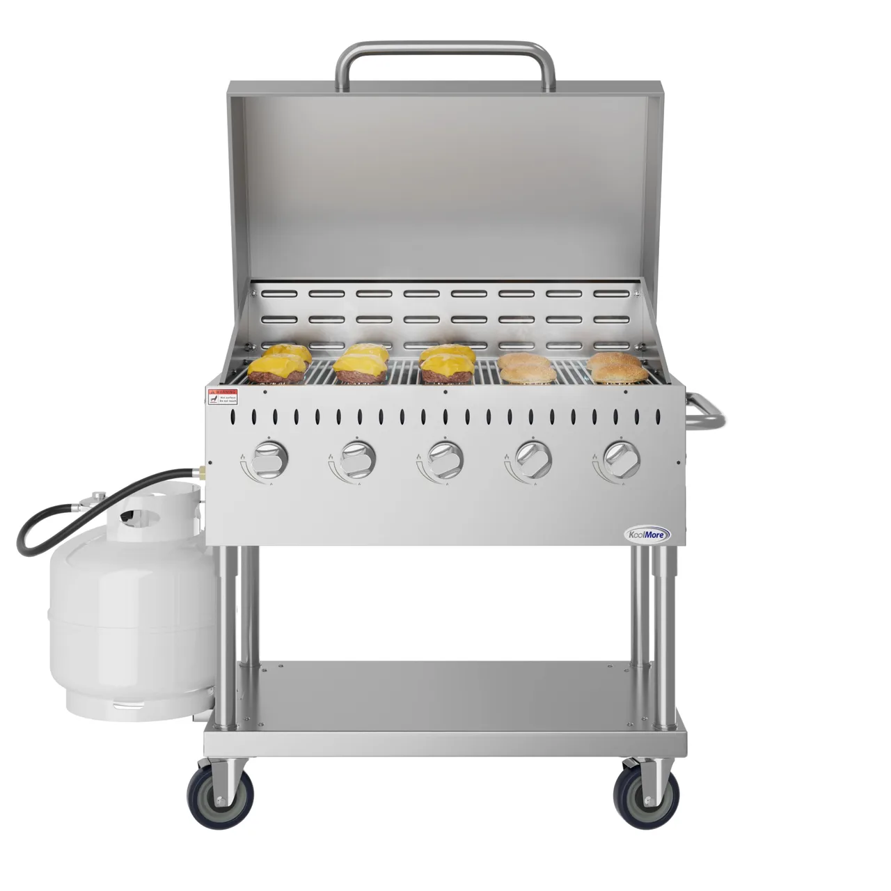Koolmore CGKIT3-36D Commercial LP Gas Outdoor Grill w/ 5 Burners, Roll Dome, 80.000 BTU