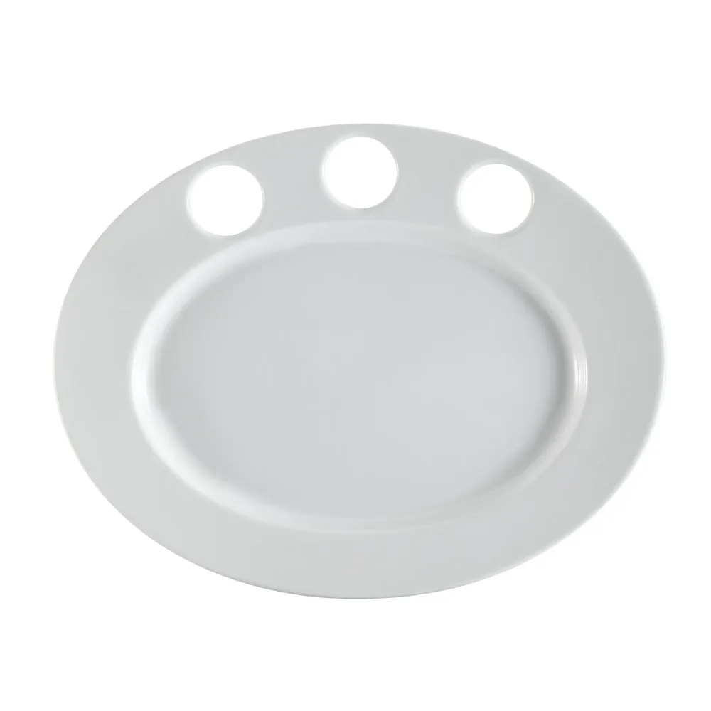 CAC China RCN-GP51 Platter, 15" L x 11-3/4" W x 1-1/4" H, Porcelain White, Dishwasher Safe - Dozen