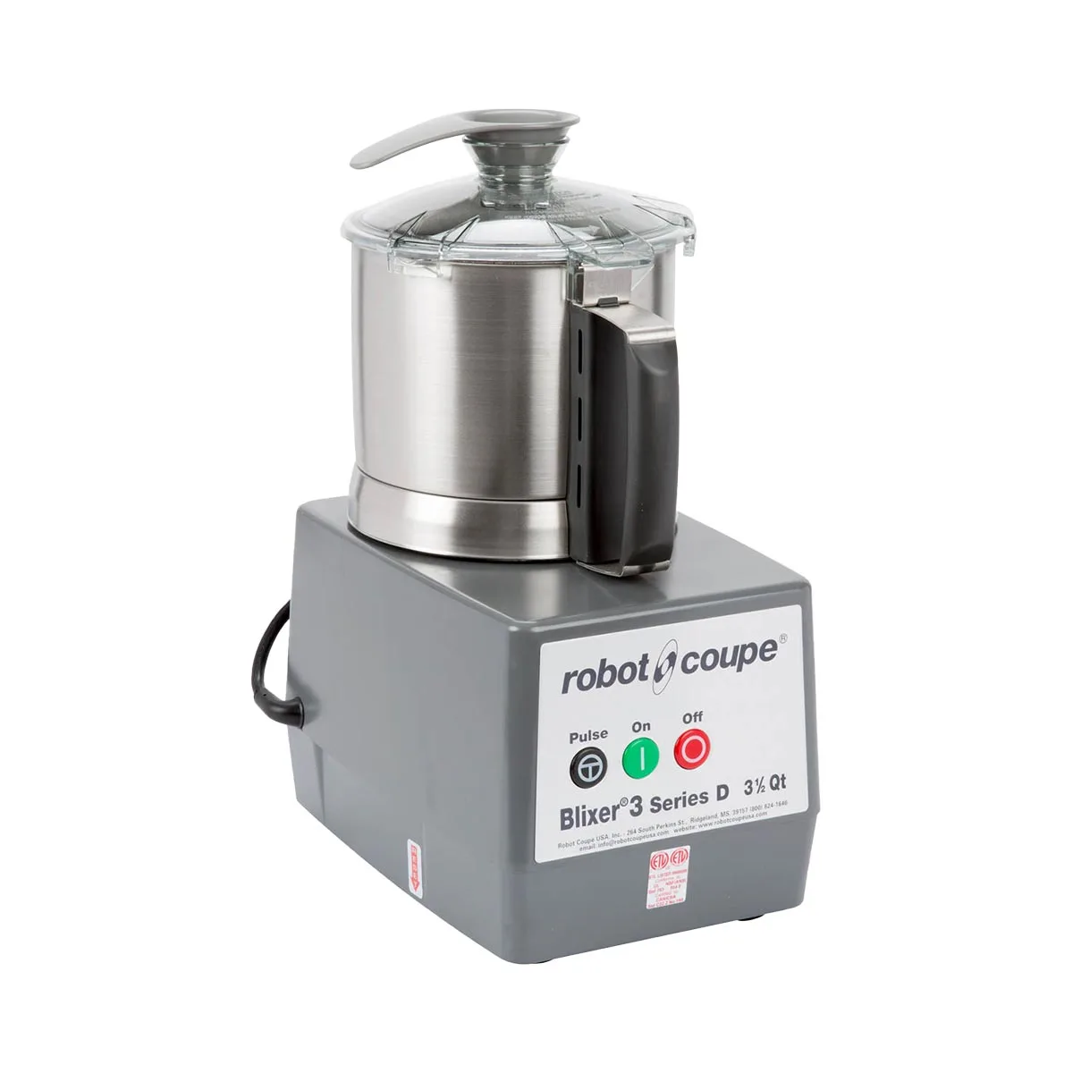 Robot Coupe BLIXER3 Food Processor, 3.7-L Stainless Steel Batch Bowl, 1-Speed, 1 1/2 hp