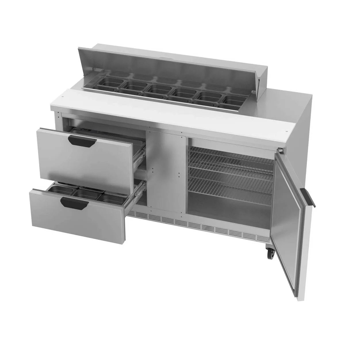 Beverage Air SPED60HC-12-2 60" Two Section Sandwich/Salad Prep Table w/ 2 Drawers & 1 Door, 12 Pans