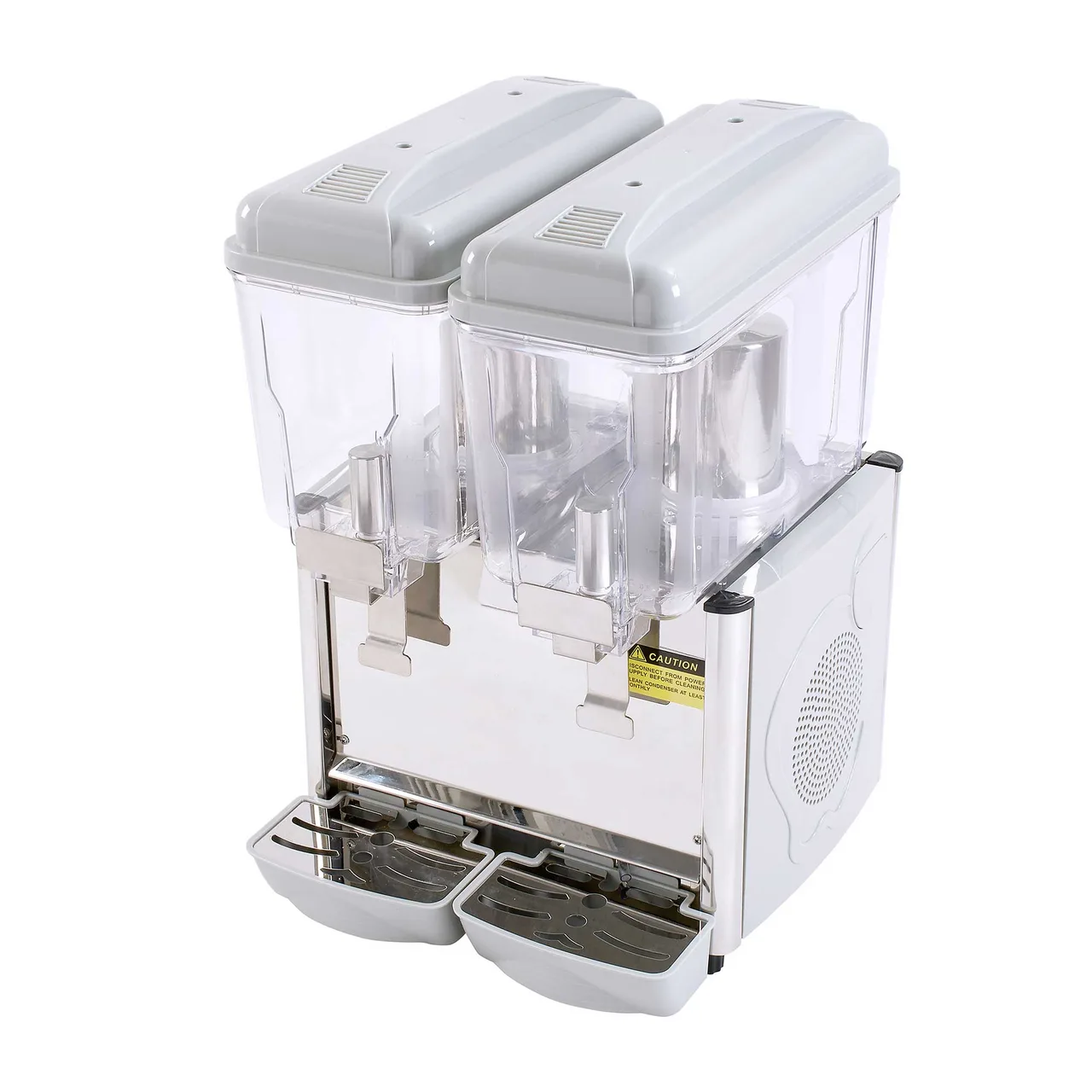 Adcraft JD-2 Double 3-Gallon Refrigerated Juice Dispenser w/ Stainless Steel Base, Drip Tray
