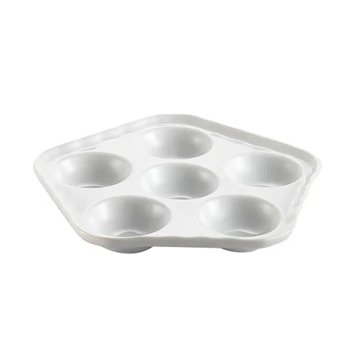 CAC China ESD-5 Escargot Plate, 5.5" x 5.5" x 1.25" White Porcelain, Safe, 6 Holes - 1 Dozen
