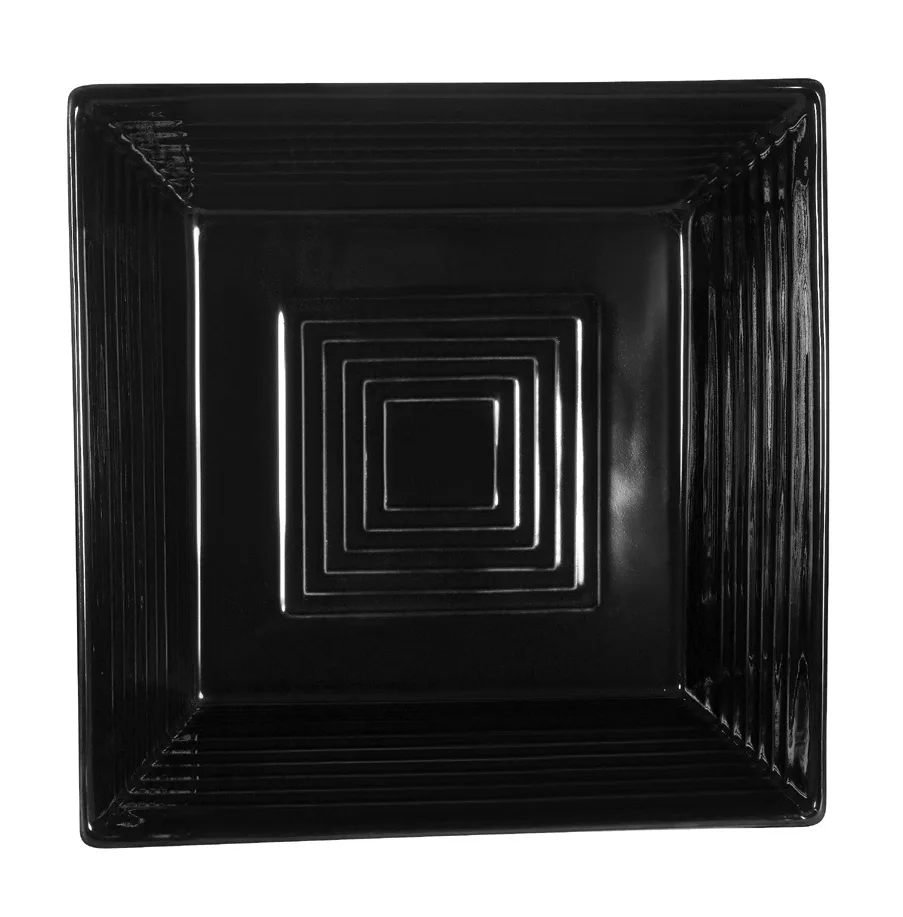 CACChina TG-B8-BLK Tango Bowl, 42 Oz., 8" L x 8" W x 2-3/8" H Embossed Porcelain Black - Dozen