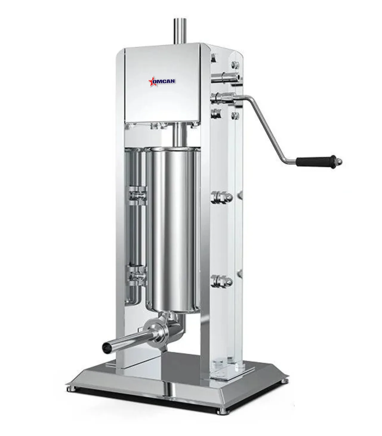 Omcan USA 47432 Manual Vertical Sausage Stuffer, 11 lb Capacity, Stainless Steel, Gear Drive, Removable Cylinder
