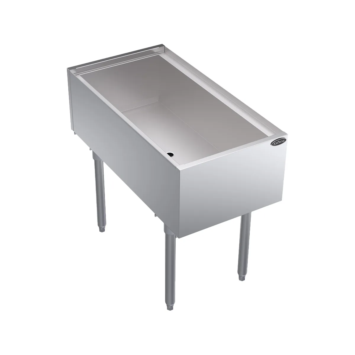 Krowne KRPT-1836-10 18" Pass-Thru Underbar Ice Bin/Cocktail Station w/ 130 lbs. Ice Capacity