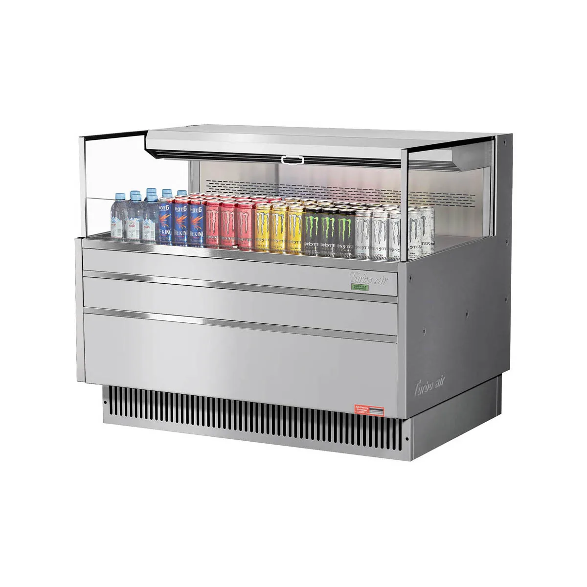 Turbo Air TOM-48L-UF-S-1S-N 46" Horizontal Open Air Merchandiser, Stainless Steel, Self-Contained