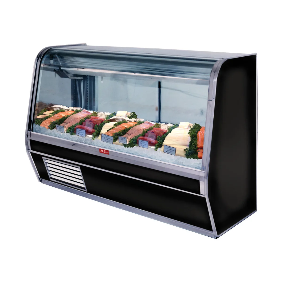 Howard-McCray SC-CFS32E-8-BE-LED 98" Flat Refrigerated Seafood Display Case, Black