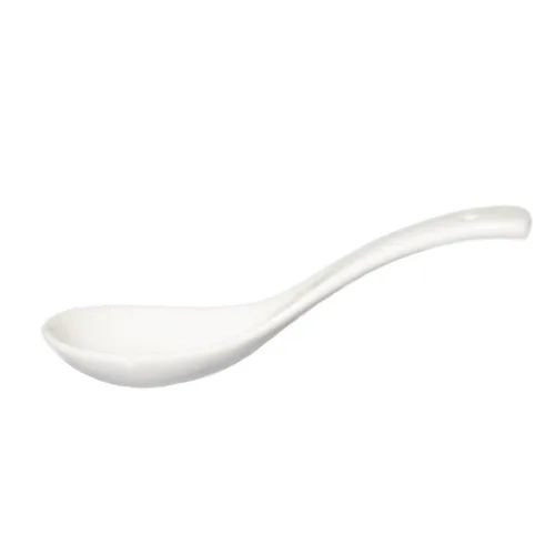 CAC China SPN-52 - White Porcelain Soup Spoon, 5" x 1-3/4", Dishwasher Safe - 1 Dozen