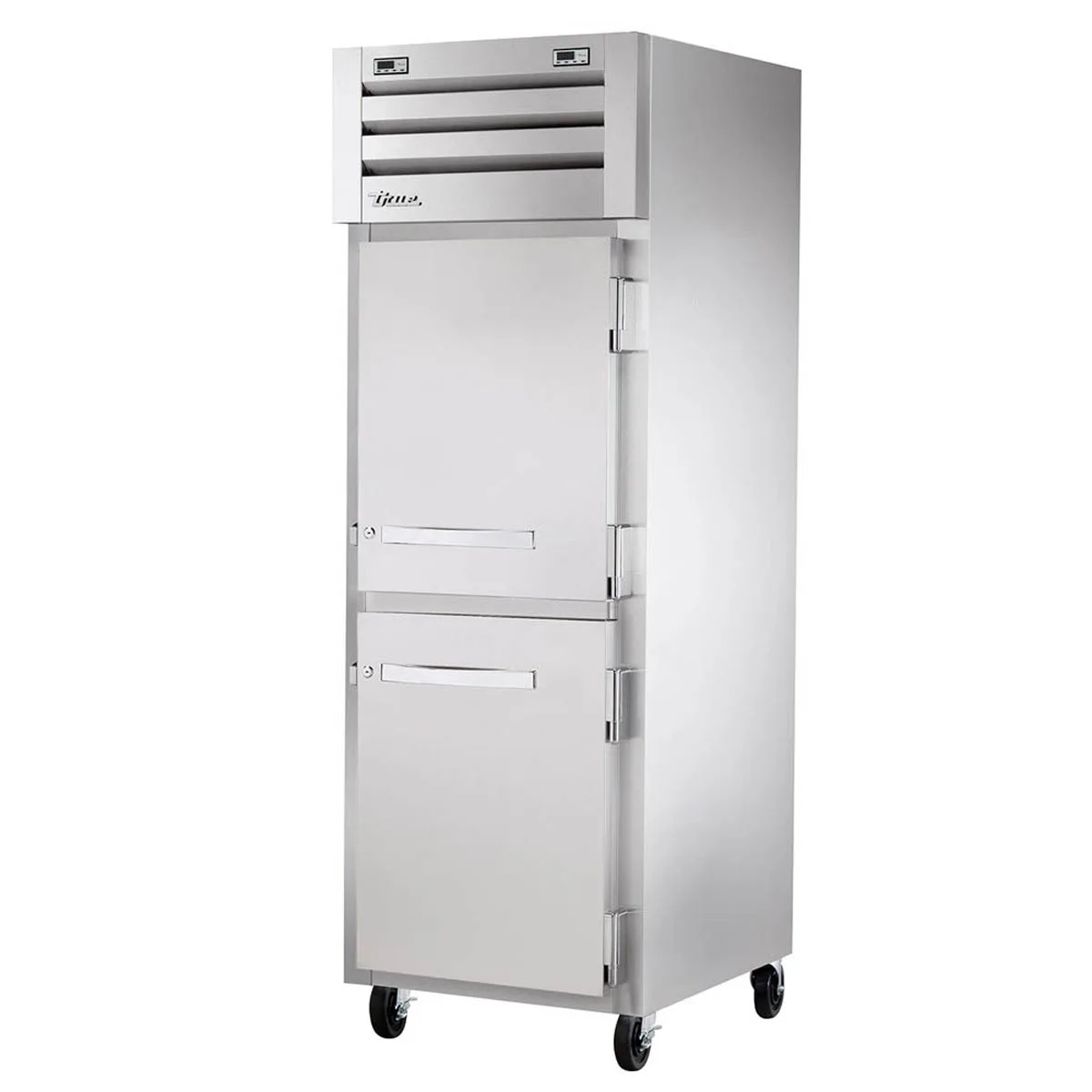 True STR1DT-2HS-HC 27" 1-Section Reach-In Refrigerator Freezer Combo w/ 2 Half Solid Doors, All Stainless Steel