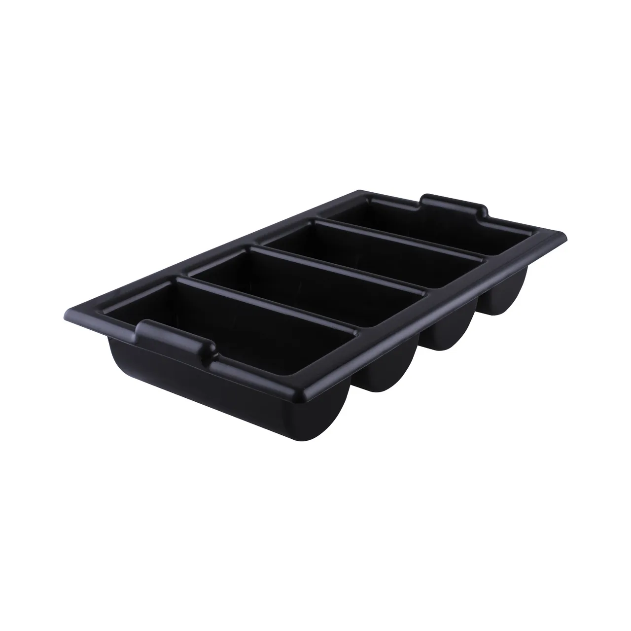 CAC China BTCB-4P Cutlery Bin / Flatware Holder, 4-Compartment Polypropylene Black Utensil Organizer