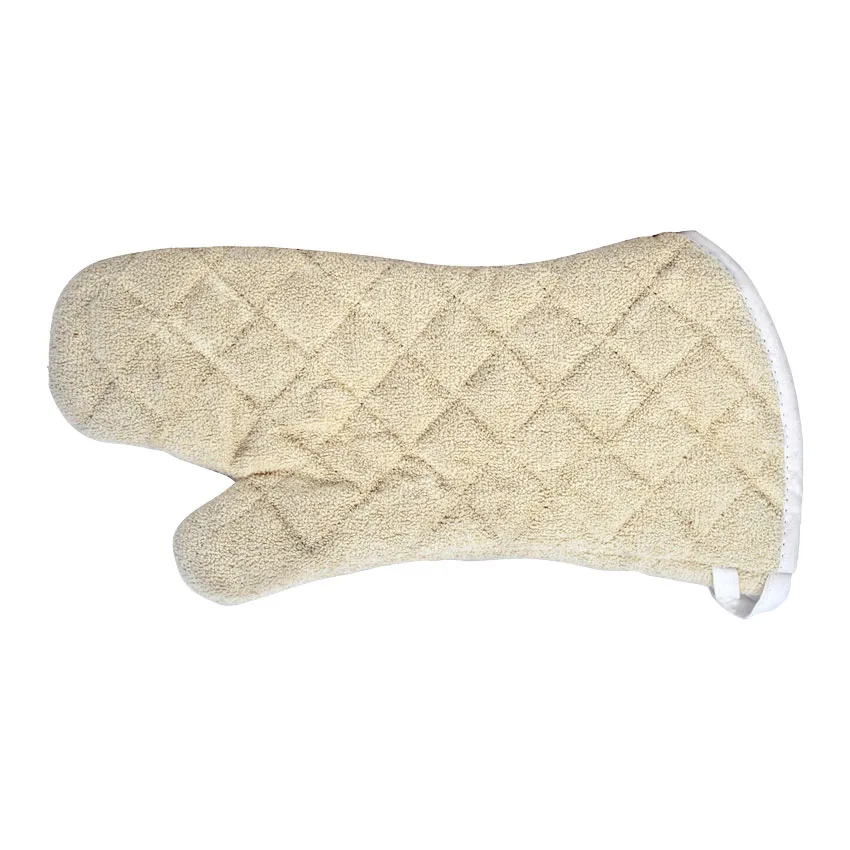 Omcan USA 46349 Oven Mitts, 17" Beige Terry Skull Design, Silicon Lined, Heat Resistant To 482°F