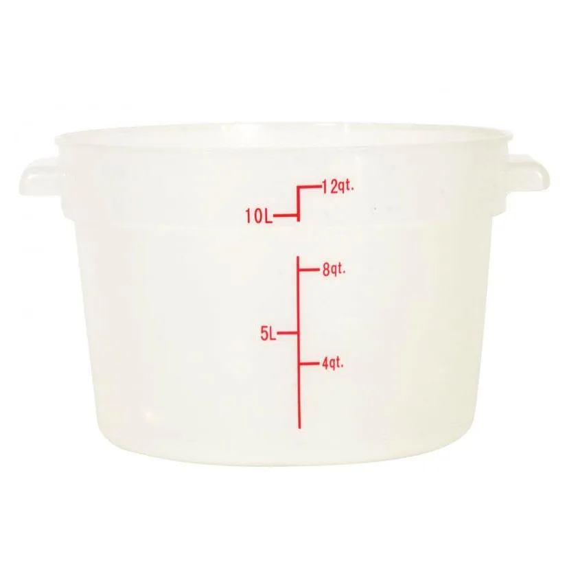 Omcan USA 80233 - 12 Qt Round Storage Container, Translucent PP, 7-12 Qt, Lid-Free