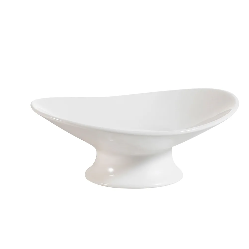 CACChina OPST-9 Plate, 8-3/4" x 7" Oval Footed Porcelain Bone White Dishwasher Safe - Dozen