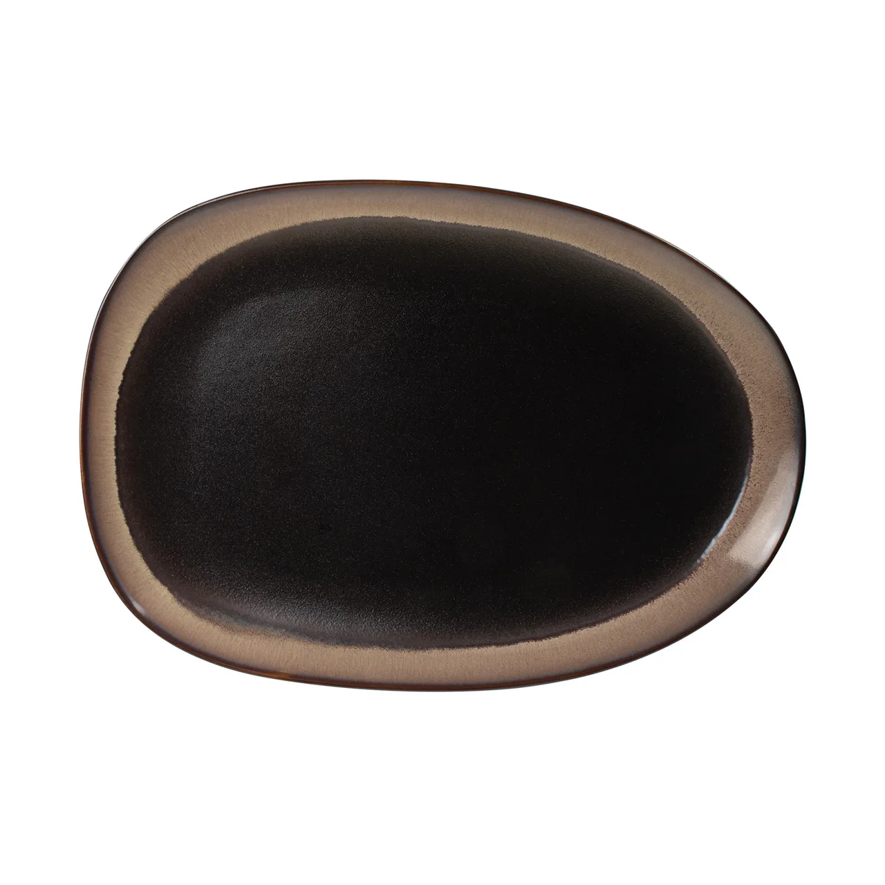 CACChina VEN-EP13 Venus Platter, 12-1/4" Oval, Midnight Black/Desert Beige - Dozen