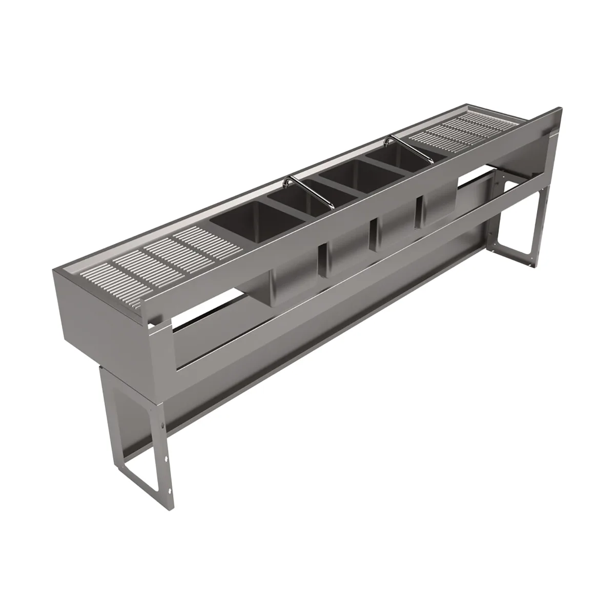 BK Resources UBB-21-496TS Underbar Sink Units, 4 Compartment with 2 Drainboards