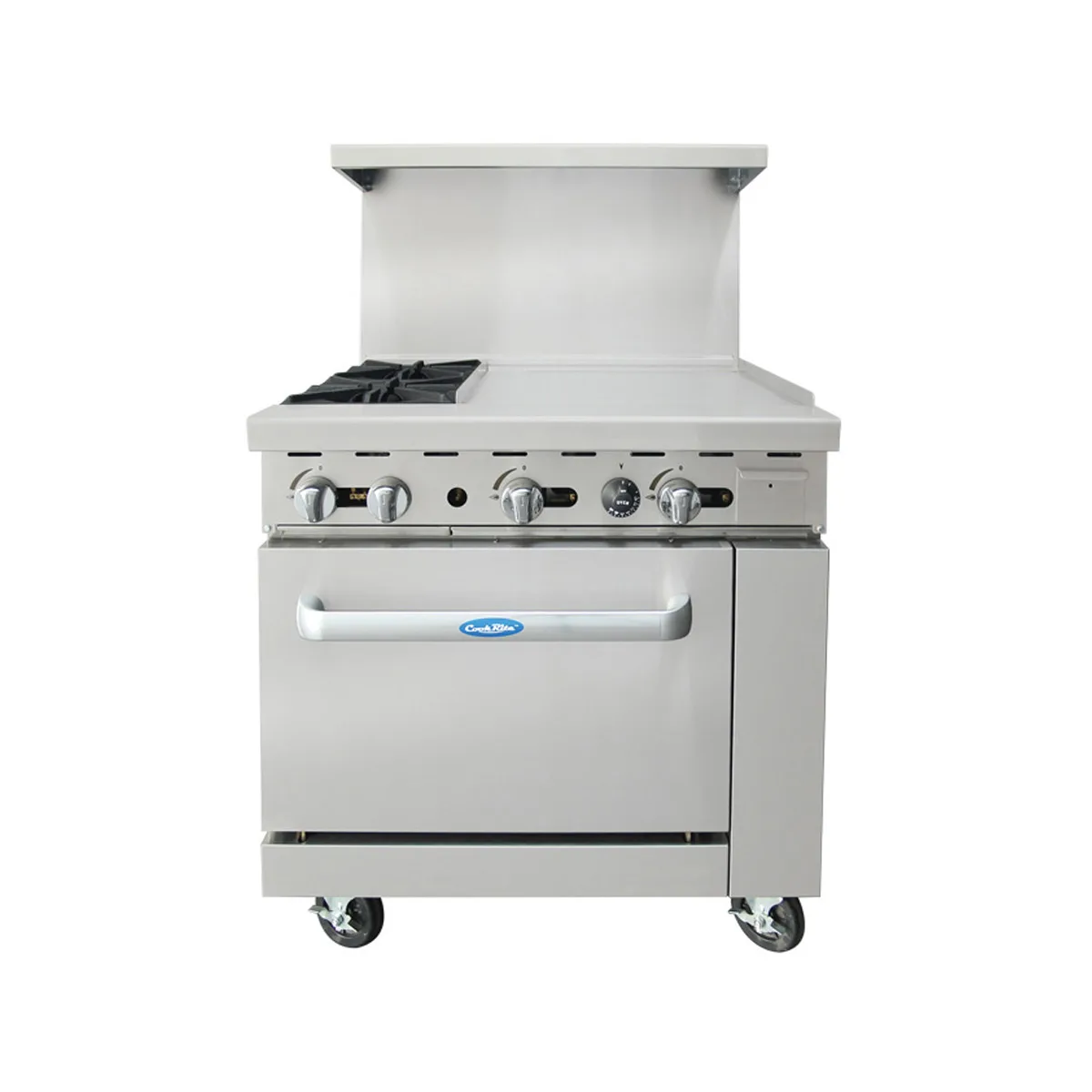 Atosa USA AGR-2B24GR-LP 36" LP Gas Restaurant Range w/  (2) Open Burners, 24" Griddle, 121.000 BTU